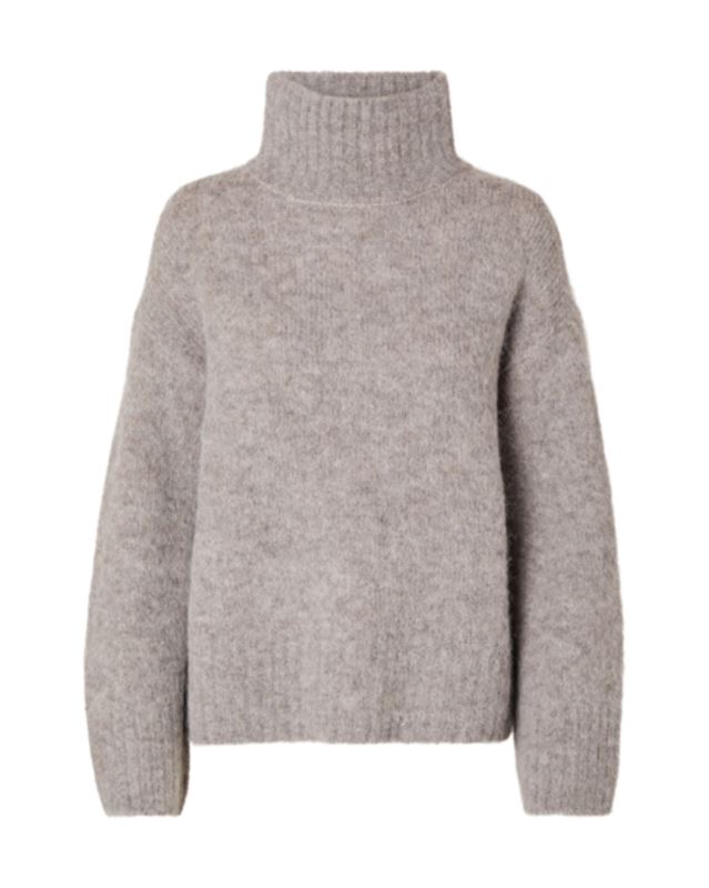 Tröjor/Koftor - Slfgabella knit high-neck – Steel Gray/MELANGE
